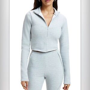 GOOD AMERICAN Cropped Mockneck Zip-Up Sweatshirt • Size 4 (XL) • New • Fitted